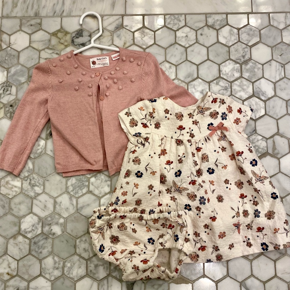 Worn Once! Zara Baby Girls Dress and Sweater
